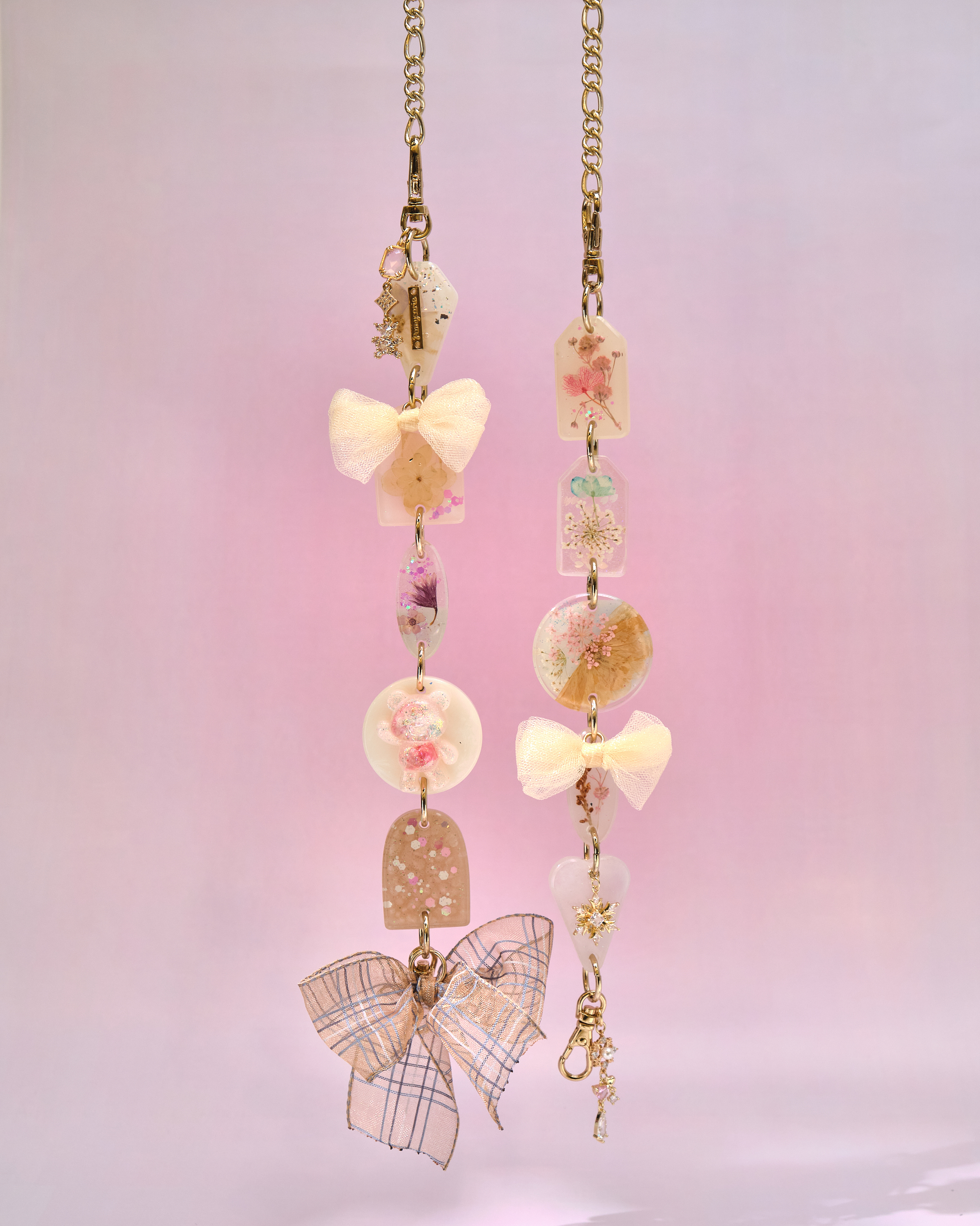 12944 Twilight Tide Heart Pressed-Flower Detachable Crossbody Phone Chain