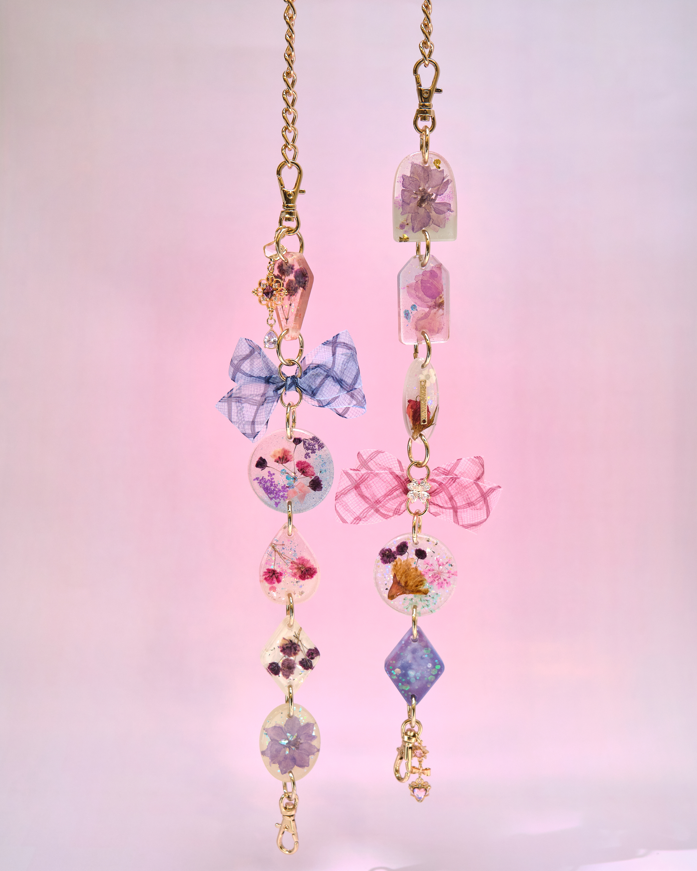 12943 Twilight Tide Heart Pressed-Flower Detachable Crossbody Phone Chain