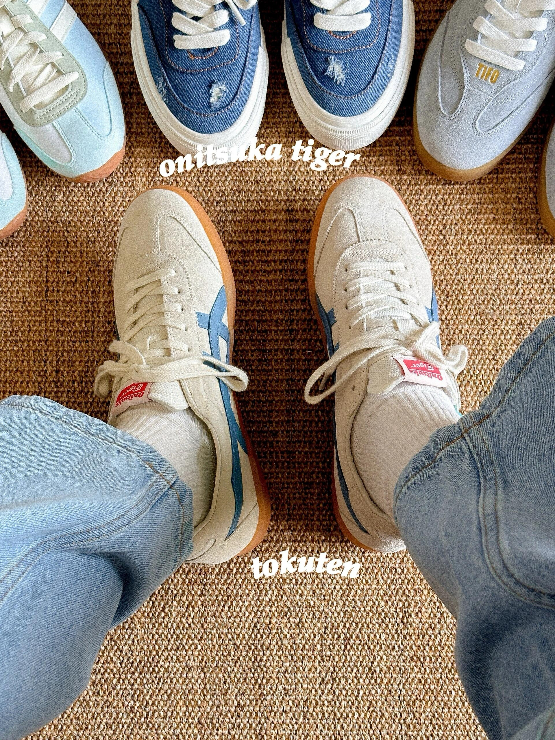 代購-Onitsuka Tiger鬼塚虎 Tokuten 復古麂皮 板鞋 男女同款 米藍 1183A907-202