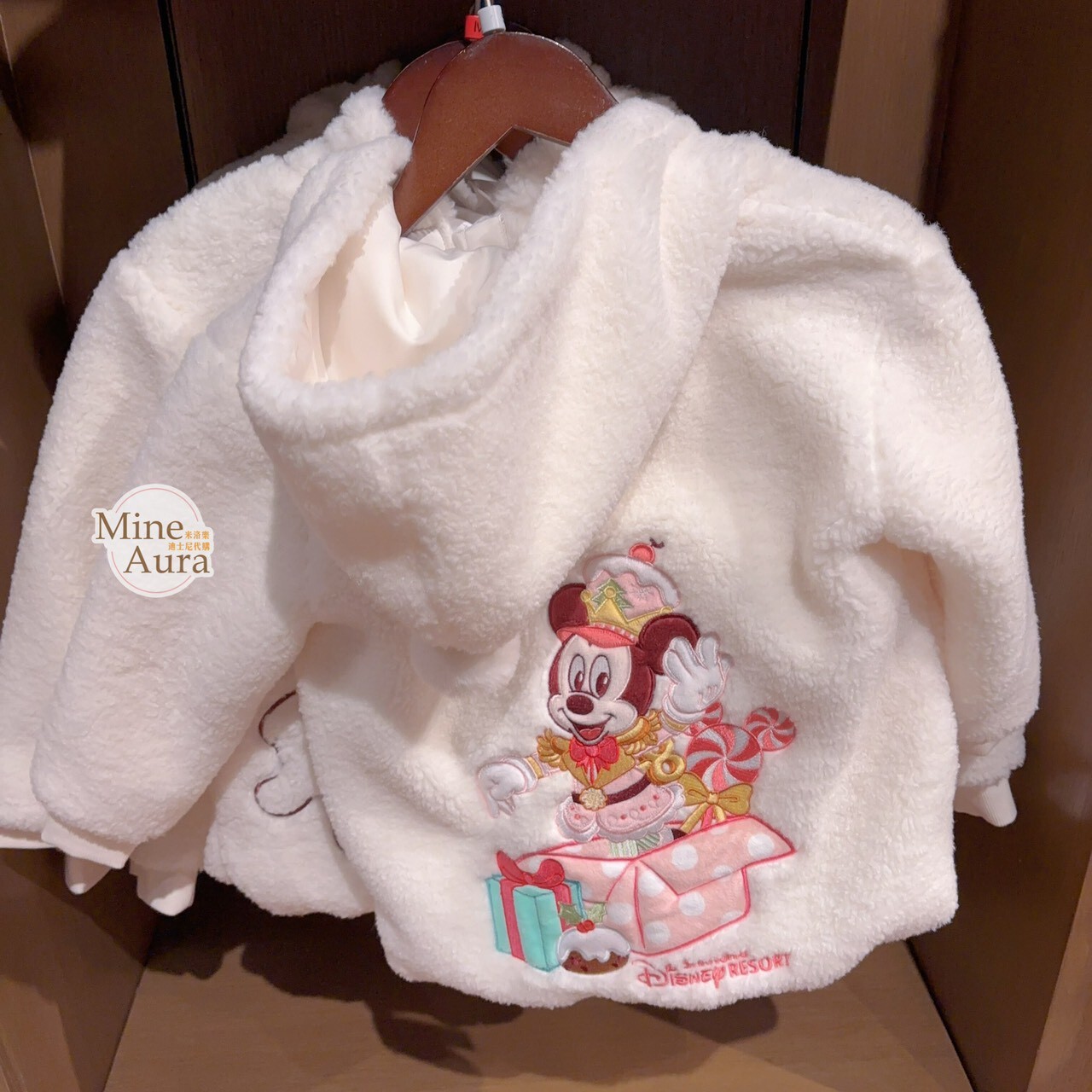 聖誕圓舞曲系列 米奇和朋友們系列 米奇 Mickey 圖案 手手造型口袋 兒童 毛毛 連帽 外套 -上海迪士尼樂園