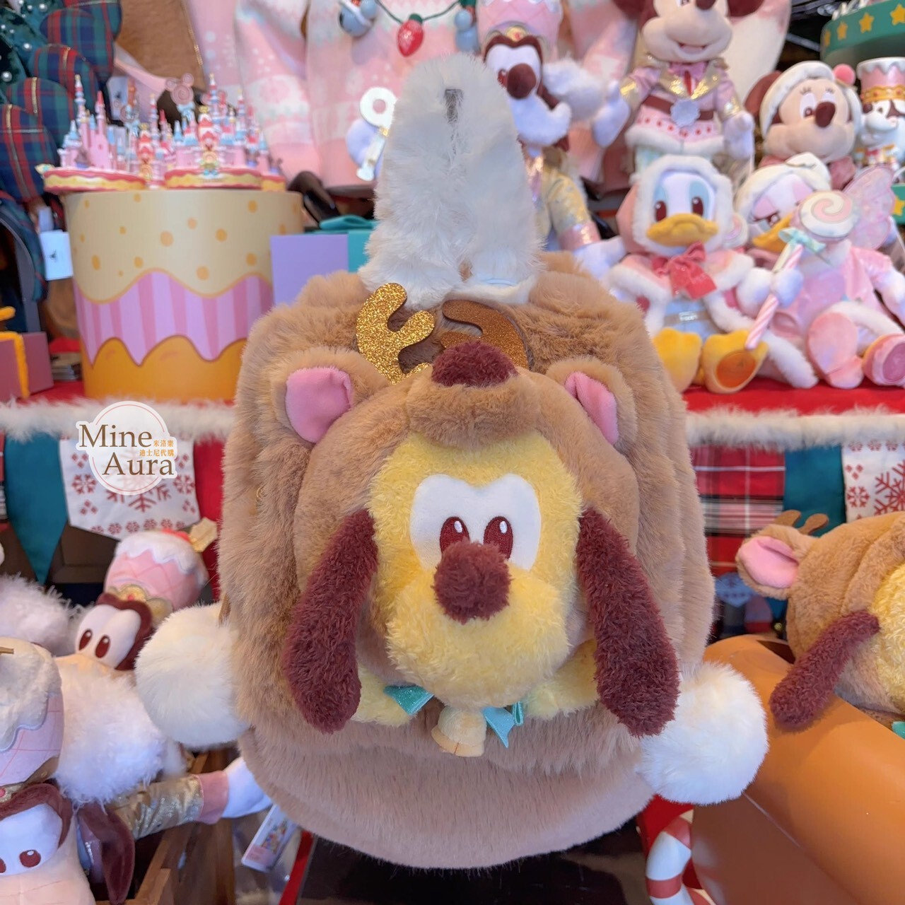 聖誕圓舞曲系列 米奇和朋友們系列 布魯托 Pluto 絨毛大頭 造型 後背包 -上海迪士尼樂園