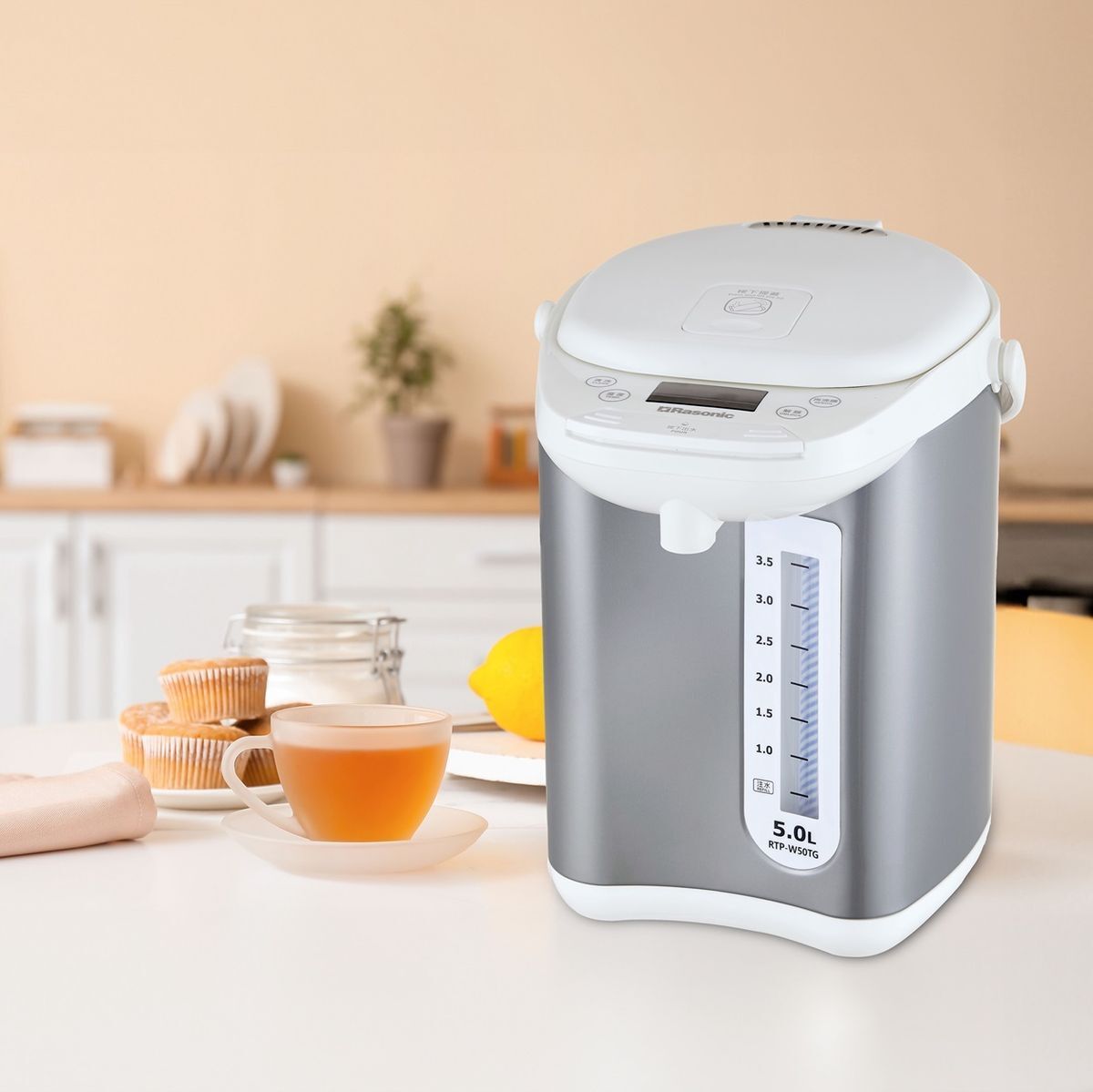樂信 Rasonic   RTP-W50TG‧電動或碰杯出水‧6段保溫電熱水瓶‧5公升‧香港行貨,原廠1年保養‧