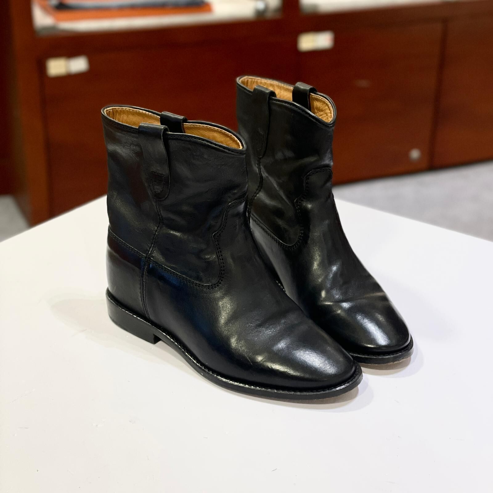 只有35碼~超級筍價!!! 95%NEW二手ISABEL MARANT BOOTS, 黑色小牛皮, 伊莎貝爾·瑪蘭 短靴 #香榭站正品