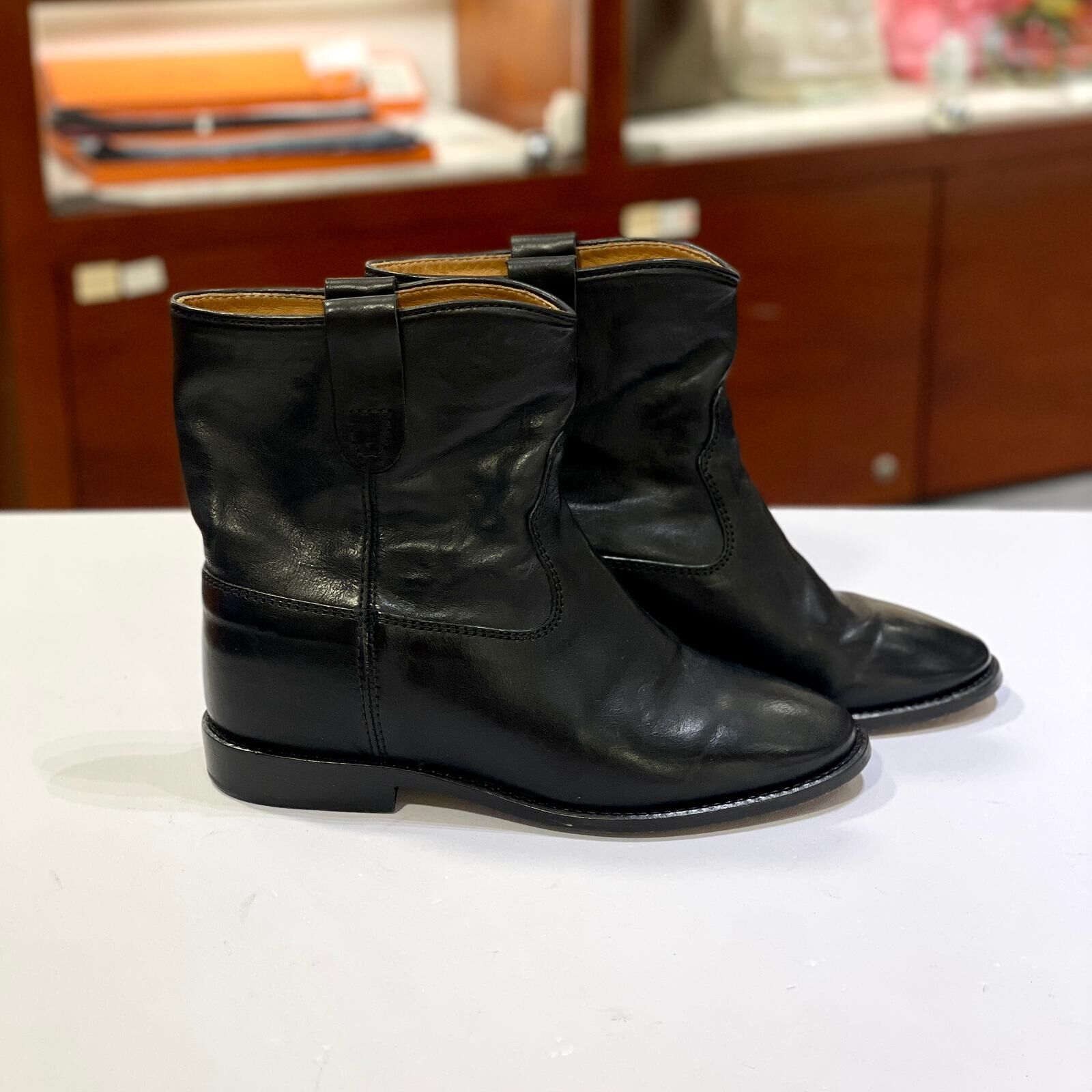 只有35碼~超級筍價!!! 95%NEW二手ISABEL MARANT BOOTS, 黑色小牛皮, 伊莎貝爾·瑪蘭 短靴 #香榭站正品