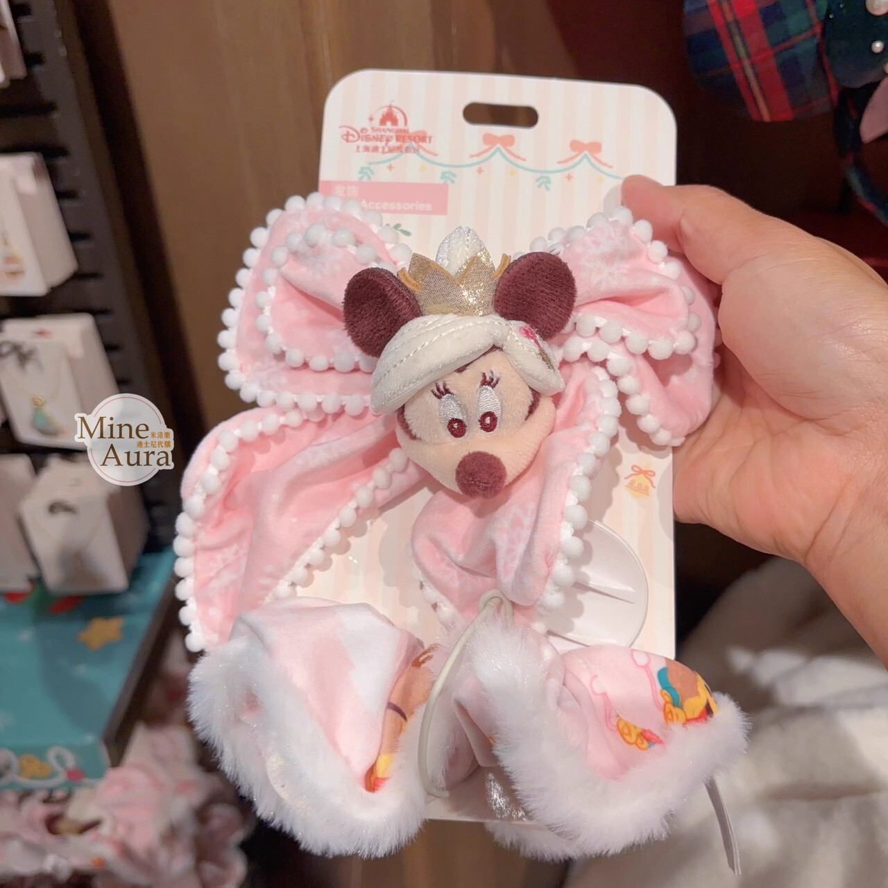 聖誕圓舞曲系列 米奇和朋友們系列 米奇 Mickey 絨毛 大頭 蝴蝶結 髮夾 大腸圈 髮束 髮飾 2入組 -上海迪士尼樂園