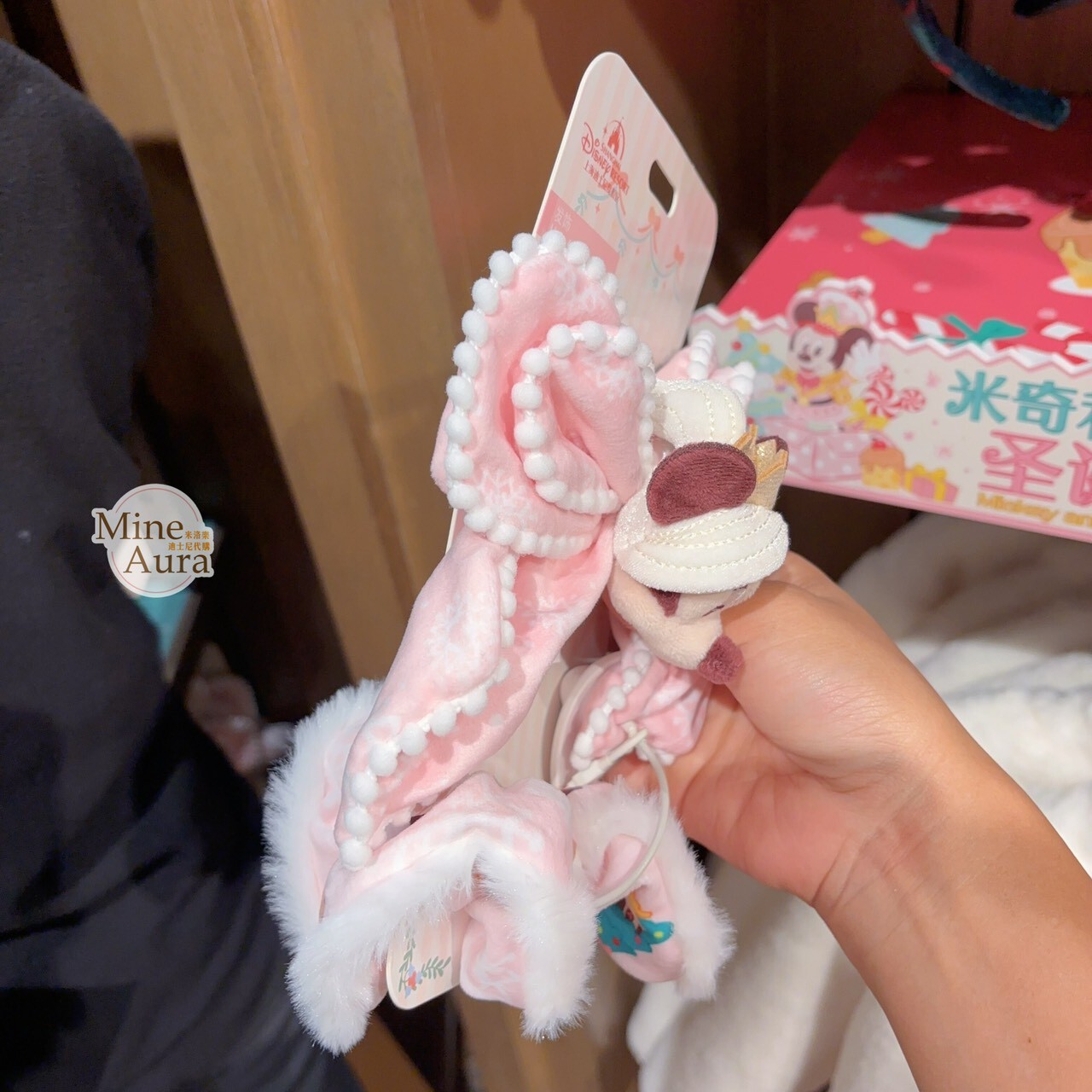 聖誕圓舞曲系列 米奇和朋友們系列 米奇 Mickey 絨毛 大頭 蝴蝶結 髮夾 大腸圈 髮束 髮飾 2入組 -上海迪士尼樂園