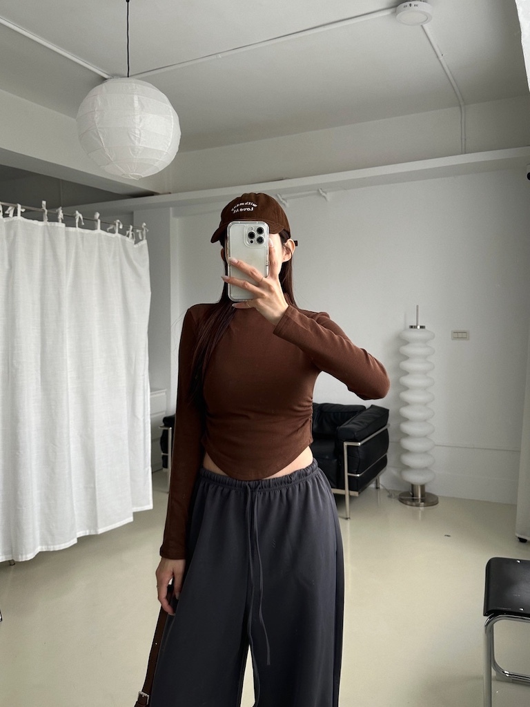 再也不怕冷側抓皺小立領內刷毛上衣