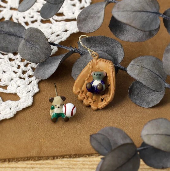 Ayatorie 小熊棒球耳環