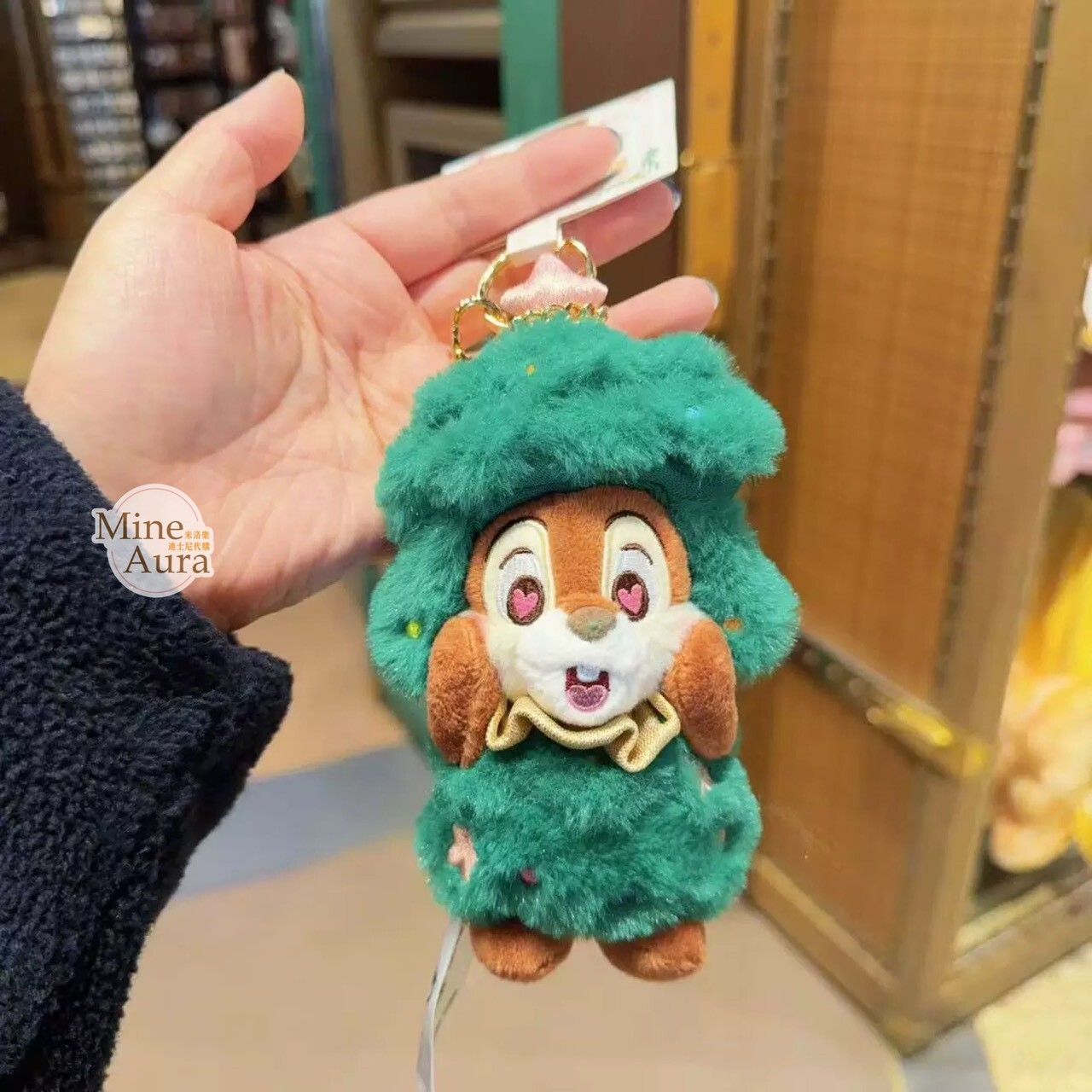 聖誕圓舞曲系列 米奇和朋友們系列 奇奇蒂蒂 Chip 'n Dale 絨毛 鑰匙圈 吊飾 -上海迪士尼樂園