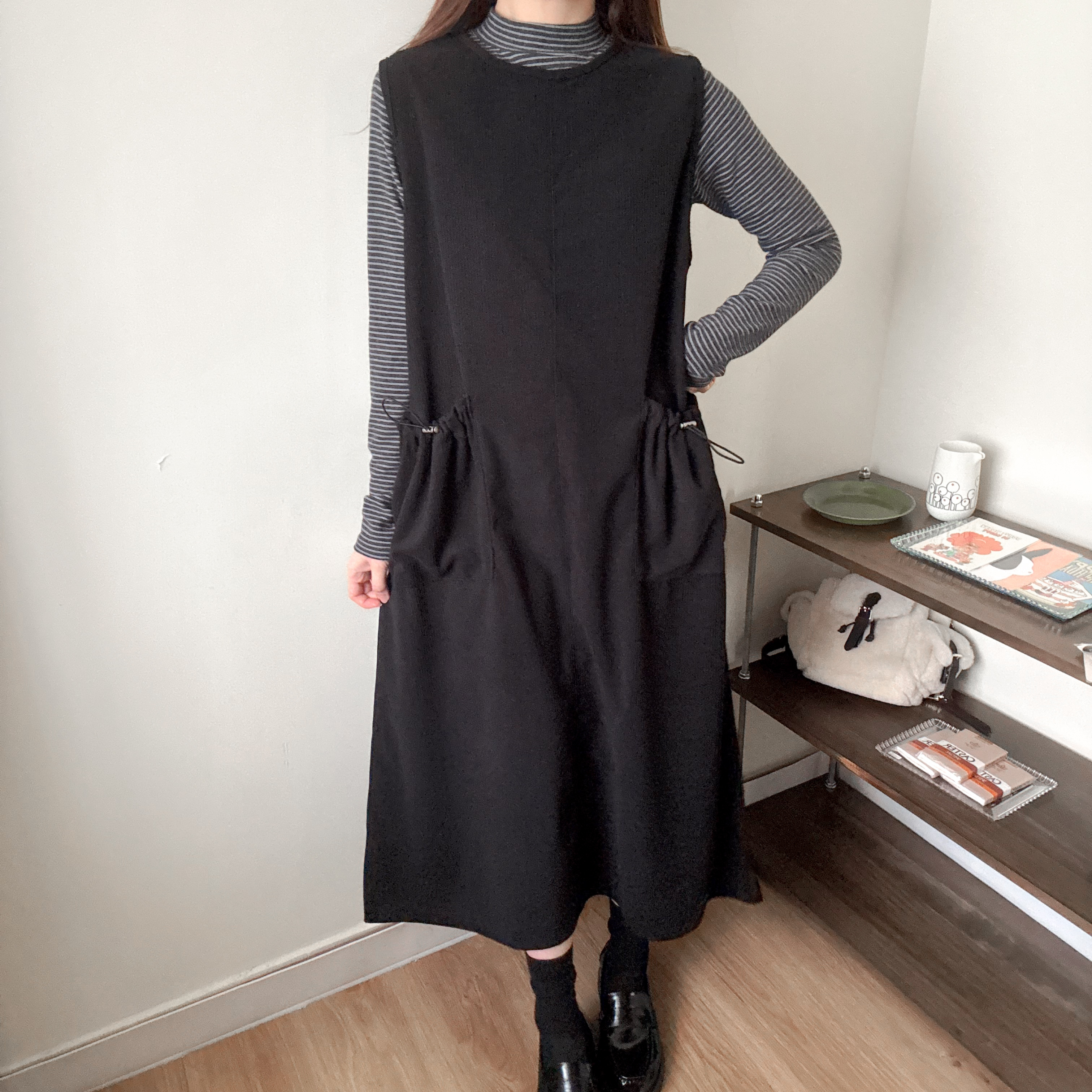 束袋燈芯絨背心裙