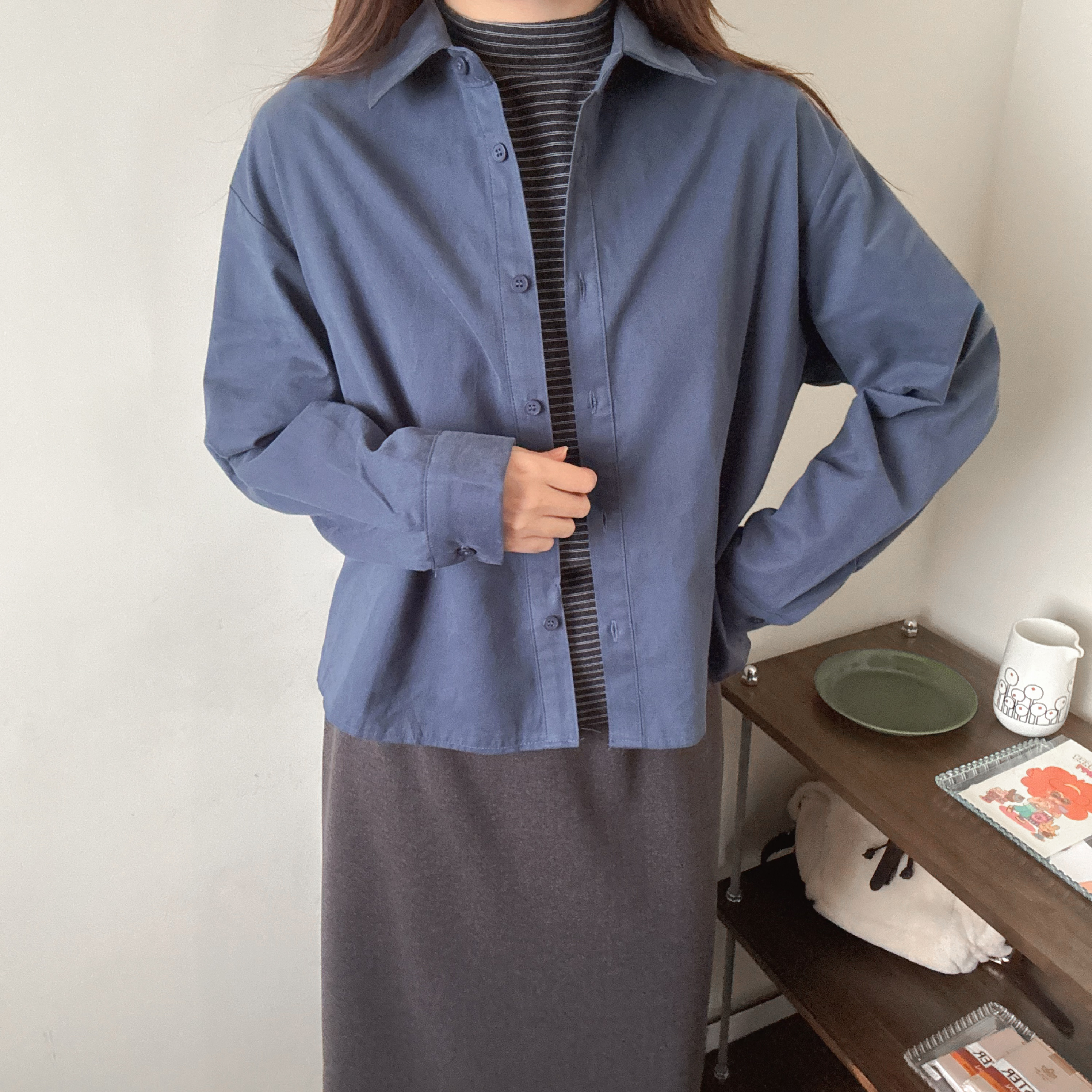 洗水棉短身恤衫