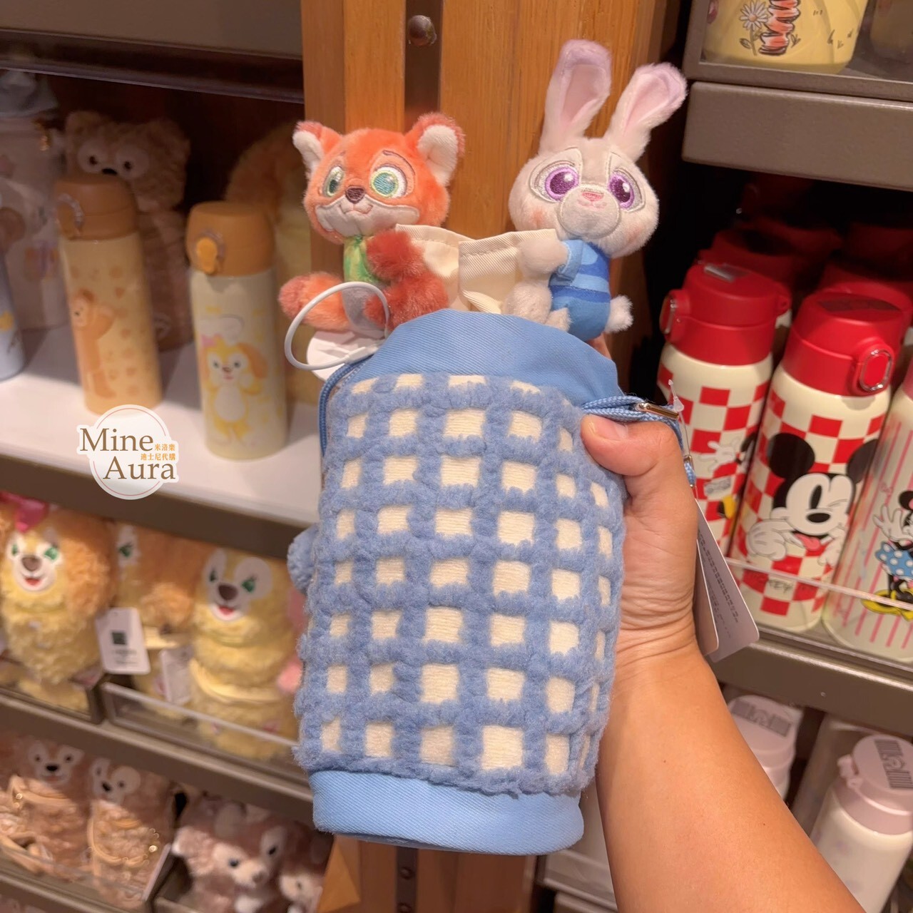 哈茱蒂 Judy 兔 胡尼克 Nick 保溫瓶 水杯 + 格紋 造型杯套 動物方城市 Zootopia -上海迪士尼樂園