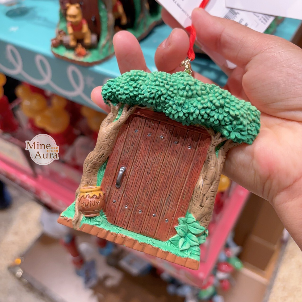 聖誕節限定 小熊維尼 Winnie the Pooh 木門造型 聖誕樹 掛飾 -上海迪士尼樂園