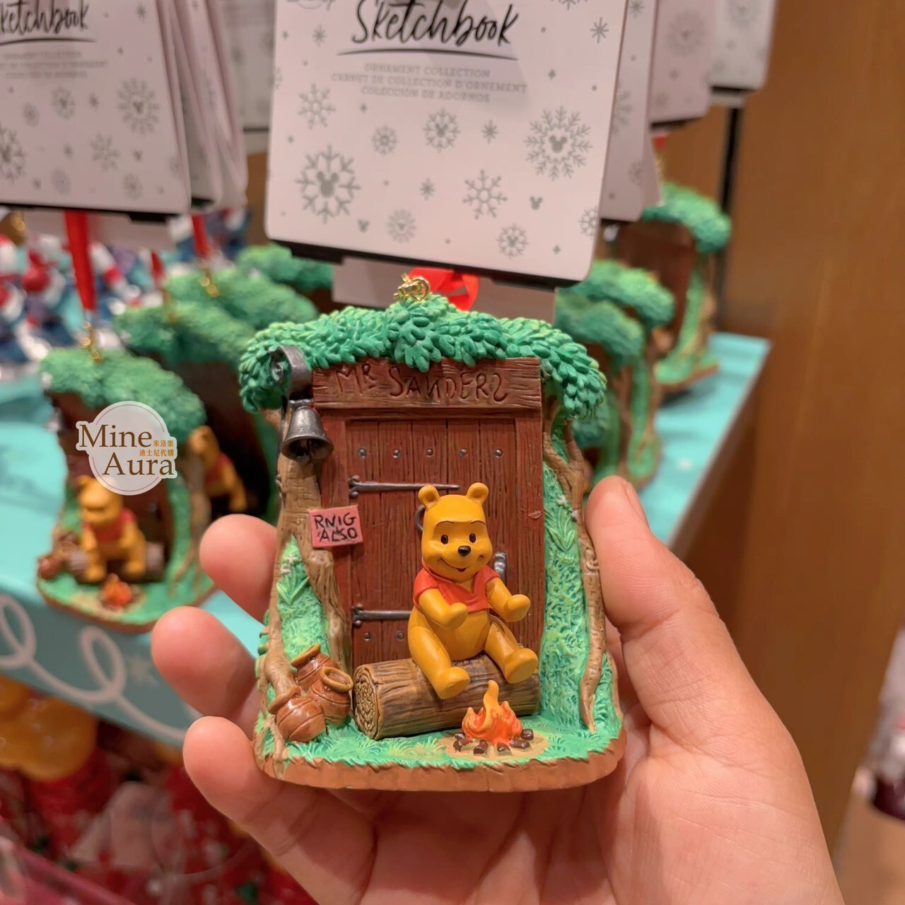 聖誕節限定 小熊維尼 Winnie the Pooh 木門造型 聖誕樹 掛飾 -上海迪士尼樂園