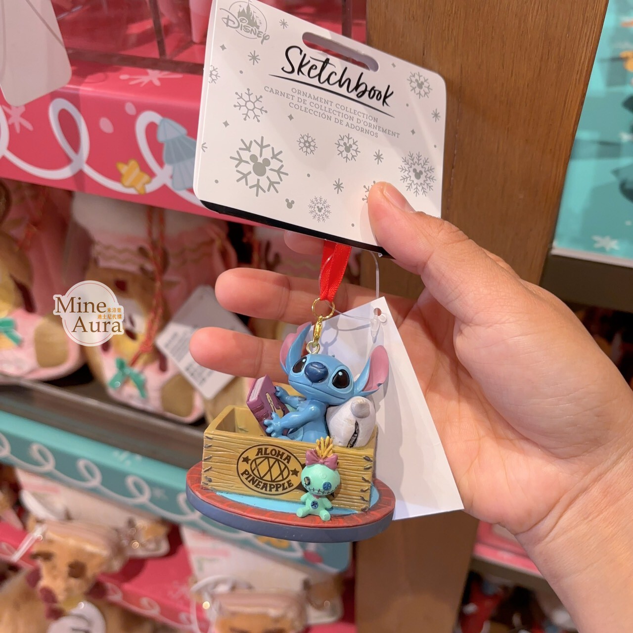 聖誕節限定 史迪奇 Stitch 看書造型 聖誕樹 掛飾 星際寶貝 Lilo & Stitch -上海迪士尼樂園