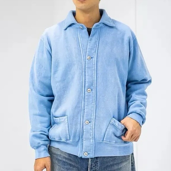 11/23 RE-STOCK: A.PRESSE 2025 A/W VINTAGE SWEAT CARDIGAN (25AAP-05-08) - BLUE PRE ORDER ITEM (預訂中)