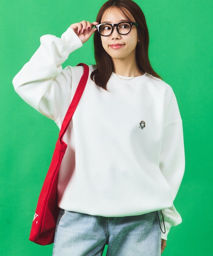 『代購商品』2025AW FREAK'S STORE x matsui 日本 插畫家 松井先生 "dancing" Drawcord Back Print Crew Neck Sweatshirt 聯名 別注款 狗狗 錄音機 跳舞 大學T 1021248901166