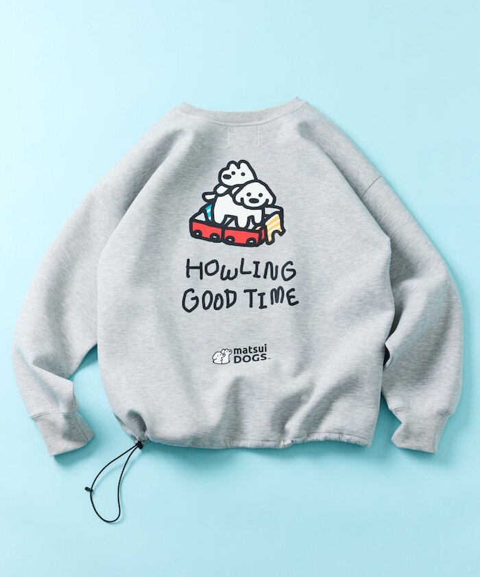 『代購商品』2025AW FREAK'S STORE x matsui 日本 插畫家 松井先生 "Travel" Drawcord Back Print Crew Neck Sweatshirt 聯名 別注款 狗狗 推車 大學T 1021248901170