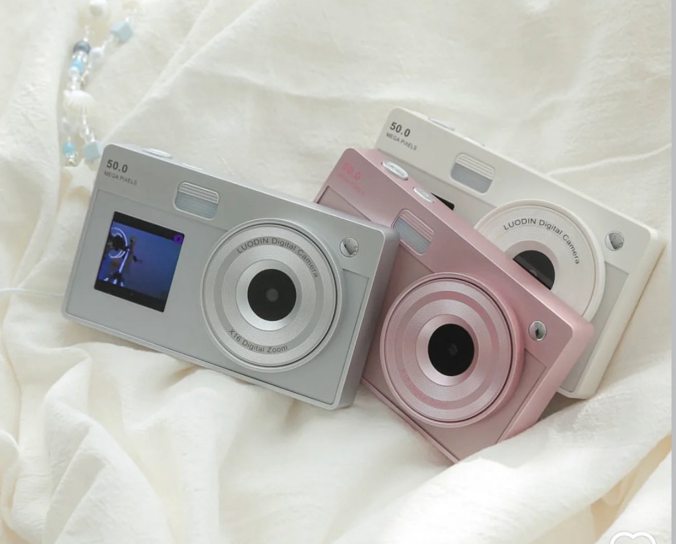 LUODIN 復古雙螢幕CCD相機 | 多濾鏡電影感相機 (銀/白/粉)