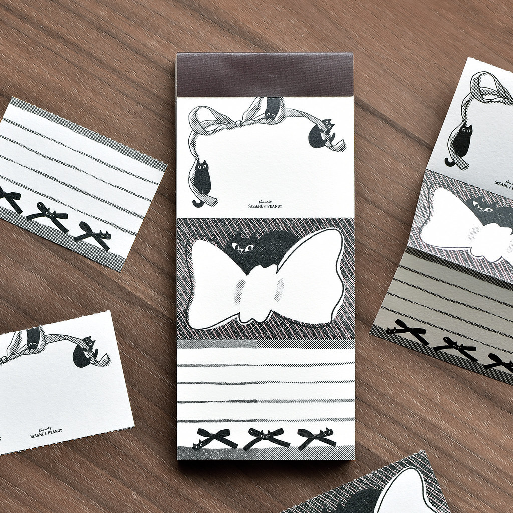 大芝麻小花生．貓貓蝴蝶結 便條紙 便簽