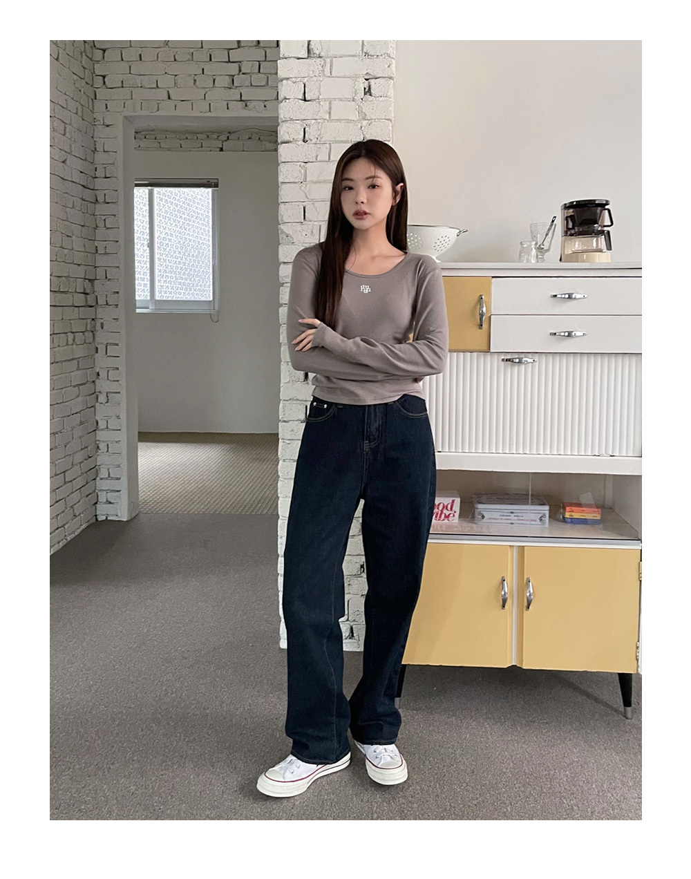 韓國🇰🇷連線 Muah Muah 刺繡純棉長袖T恤 刺繡 純棉 打底 內搭 T恤 長袖 5色 (任買兩件711免運)/預購