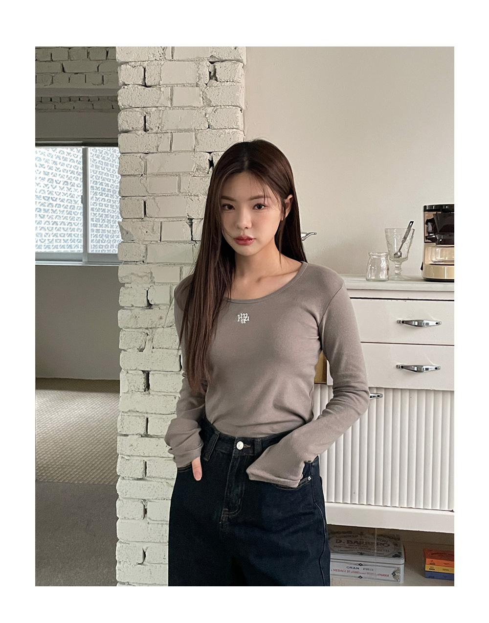 韓國🇰🇷連線 Muah Muah 刺繡純棉長袖T恤 刺繡 純棉 打底 內搭 T恤 長袖 5色 (任買兩件711免運)/預購