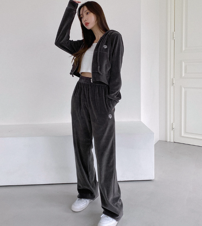 韓國🇰🇷連線 Muah Muah Logo天鵝絨運動風棉褲 長褲 運動褲 休閒褲 棉褲 寬褲 4色(任買兩件711免運)/預購