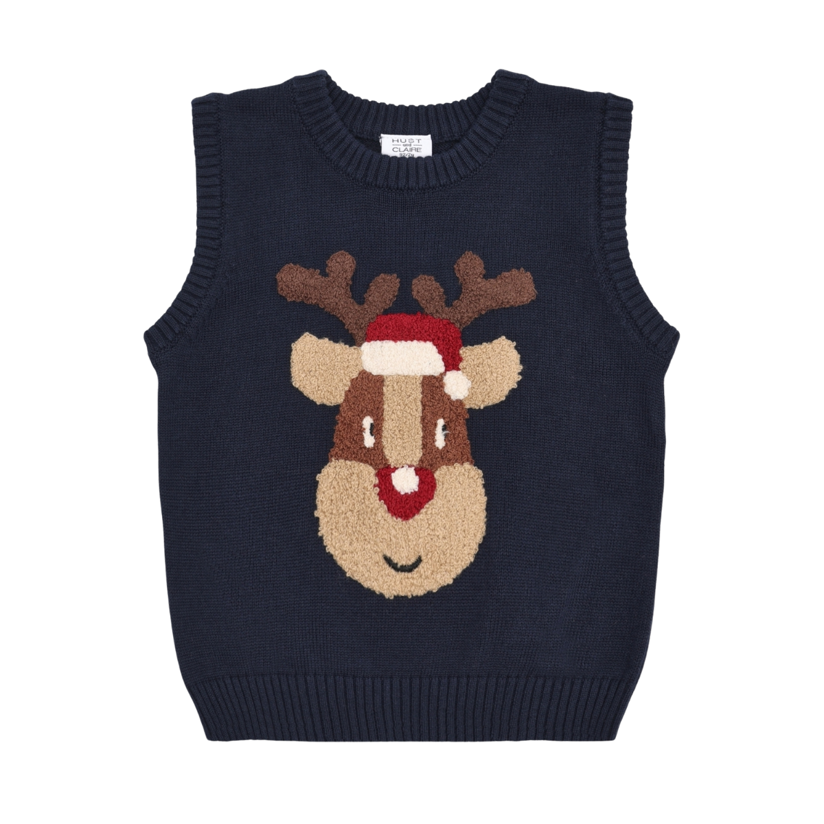 〖 Hust & Claire 〗深藍馴鹿針織背心