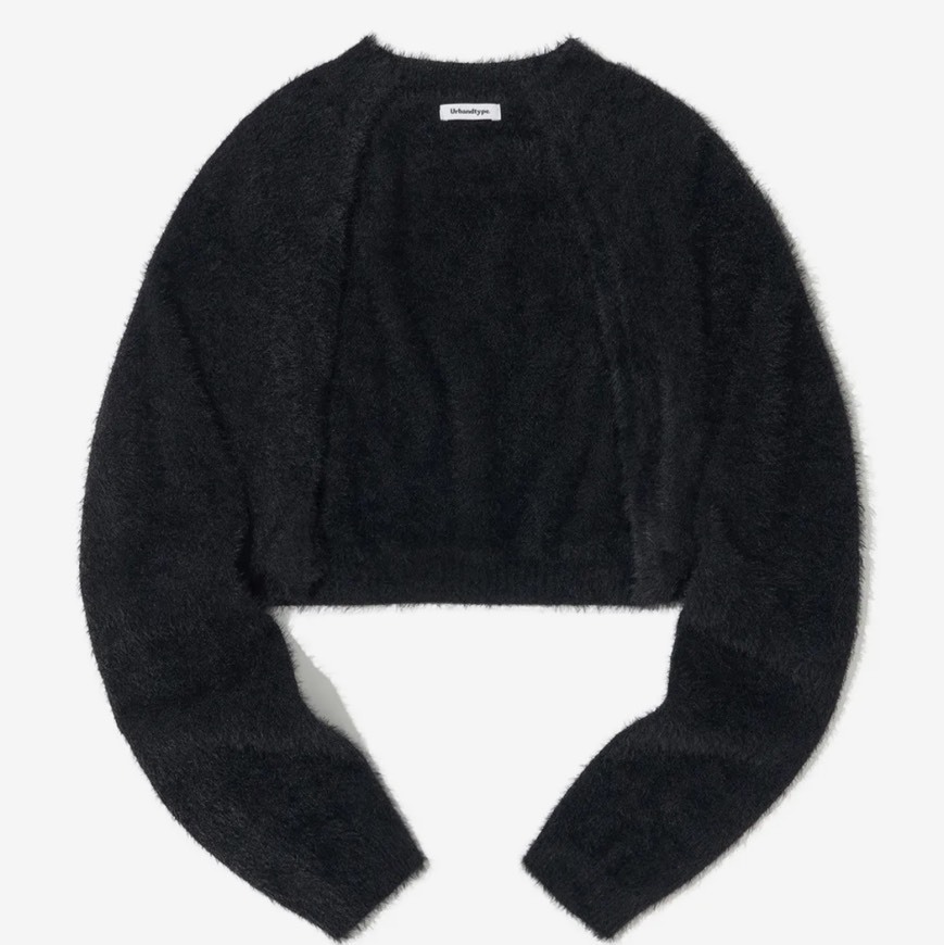 <黑五特價> Urbantype 短版絨毛針織衫 黑色