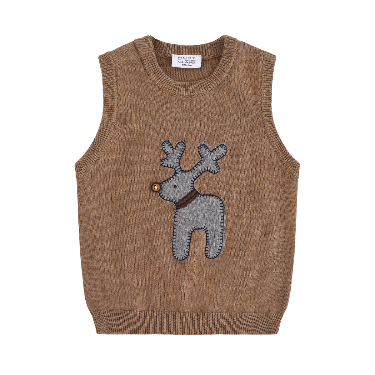 〖 Hust & Claire 〗咖啡馴鹿寶寶針織背心