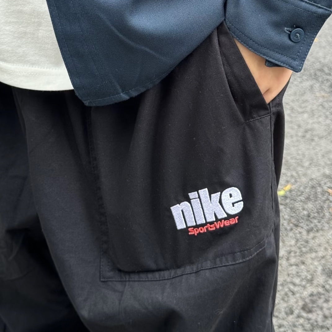 Nike Club 復古直筒梭織 寬鬆長褲 黑色 HQ1572-010