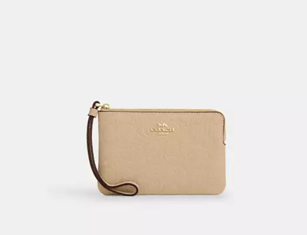 [U] COACH IM/OAT CCJ73 CORNER ZIP WRISTLET IN SIGNATURE LEATHER, 198685027112 (UCO88)