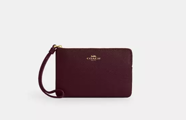 [U] COACH IM/DARK WINE CV396 CSRN LTH CRN ZIP WALLET, 196395999040 (UCO89)