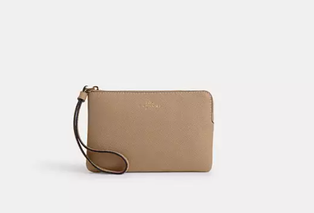 [U] COACH IM/TAUPE CV396 CSRN LTH CRN ZIP WALLET, 196395413553 (UCO90)