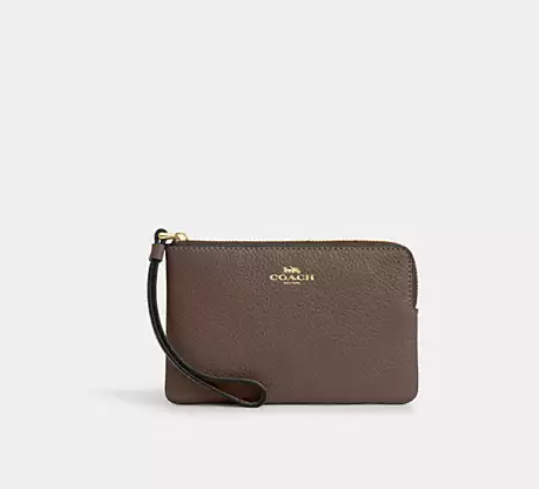 [U] COACH IM/DARK STONE CP483 PEBBLED LEATHER CORNER ZIP WALLET, 196395665051 (UCO91)