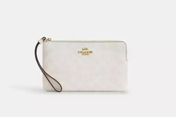 [U] COACH IM/WHITE/CHALK CZ277 LRG CRN ZIP SIG CANVAS WALLET, 196395779710 (UCO99)