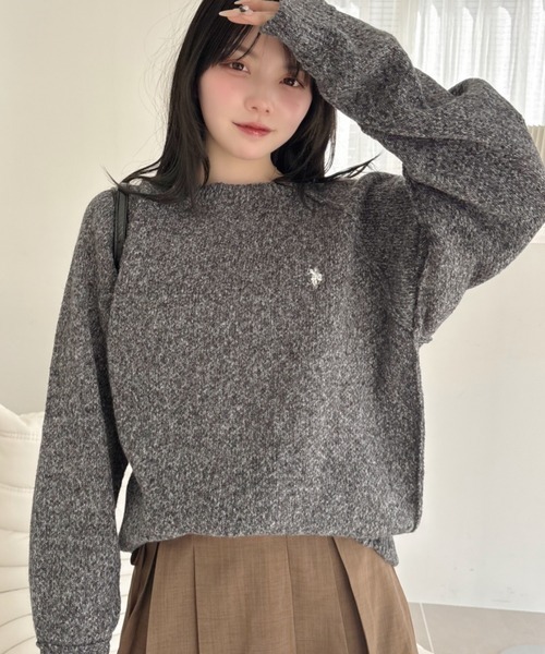 🇯🇵日本新年折扣 25秋冬 U.S. POLO ASSN 混色圓領落肩針織上衣