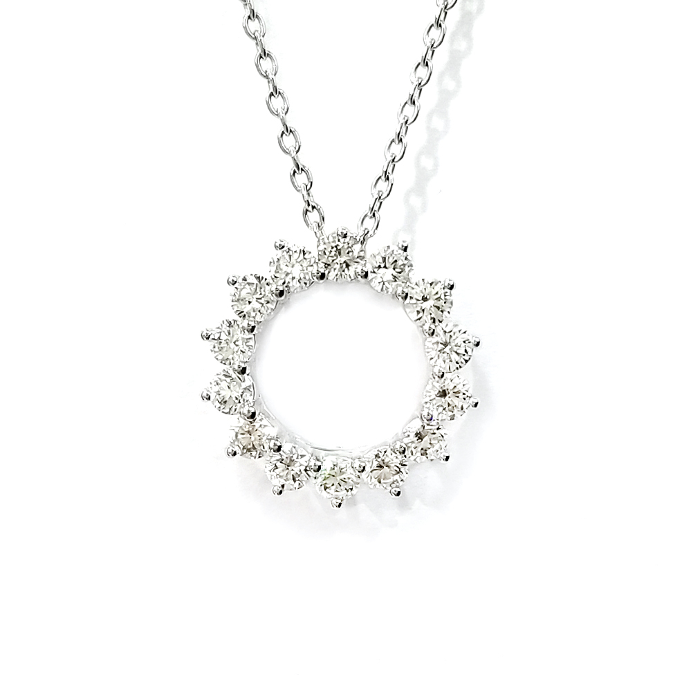 18K白金 實驗室培育鑽石太陽花吊墜