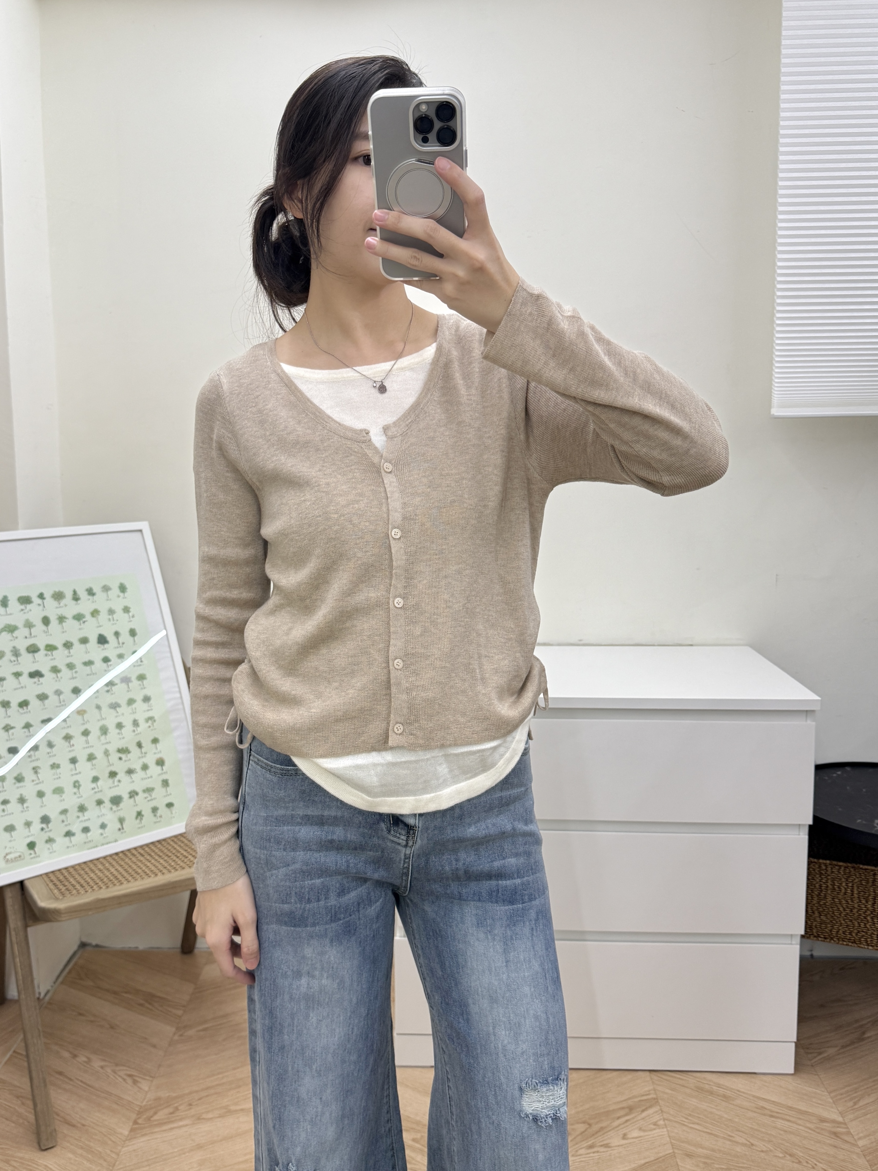 收腰針織假兩件上衣*3色