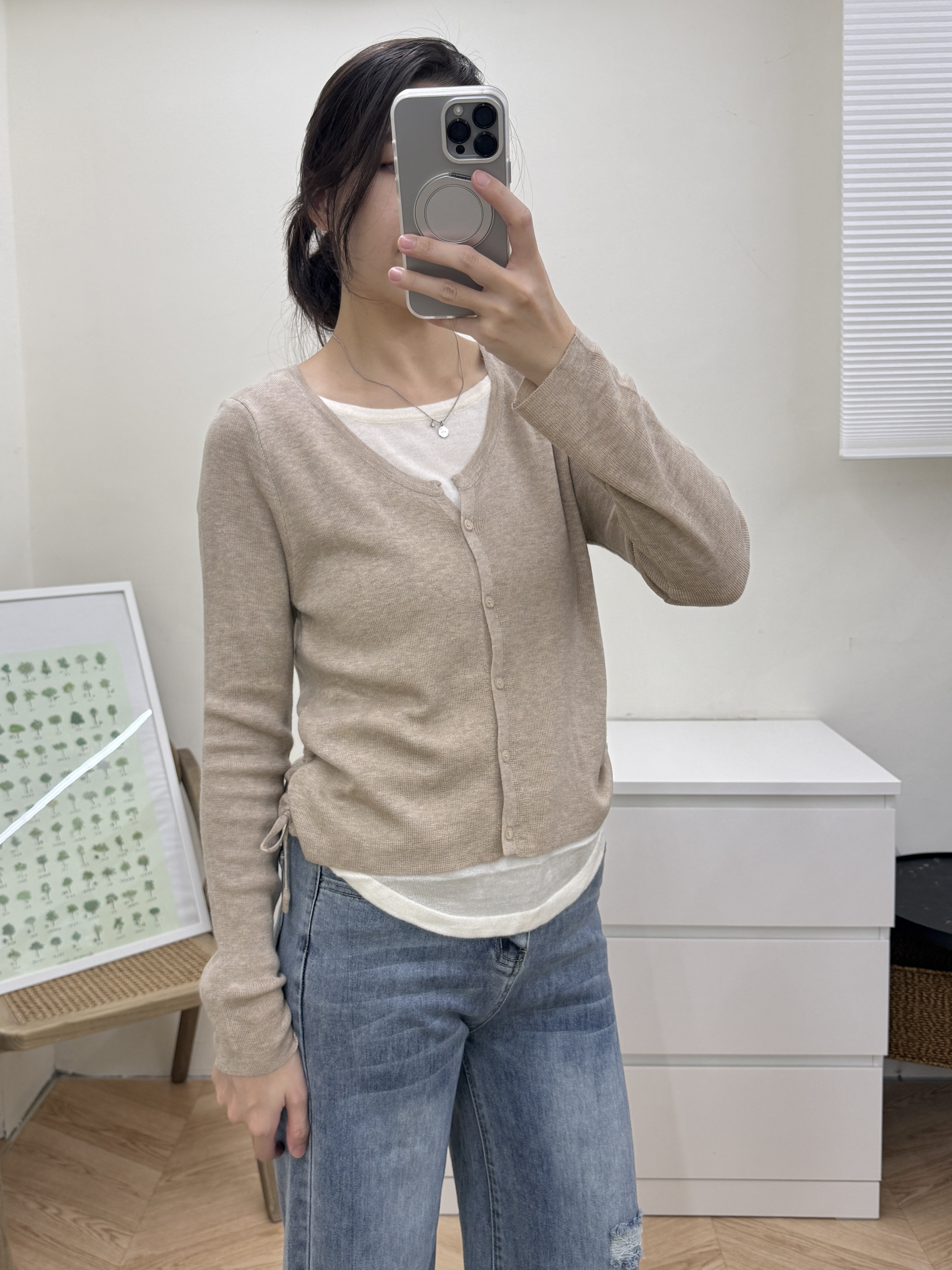 收腰針織假兩件上衣*3色