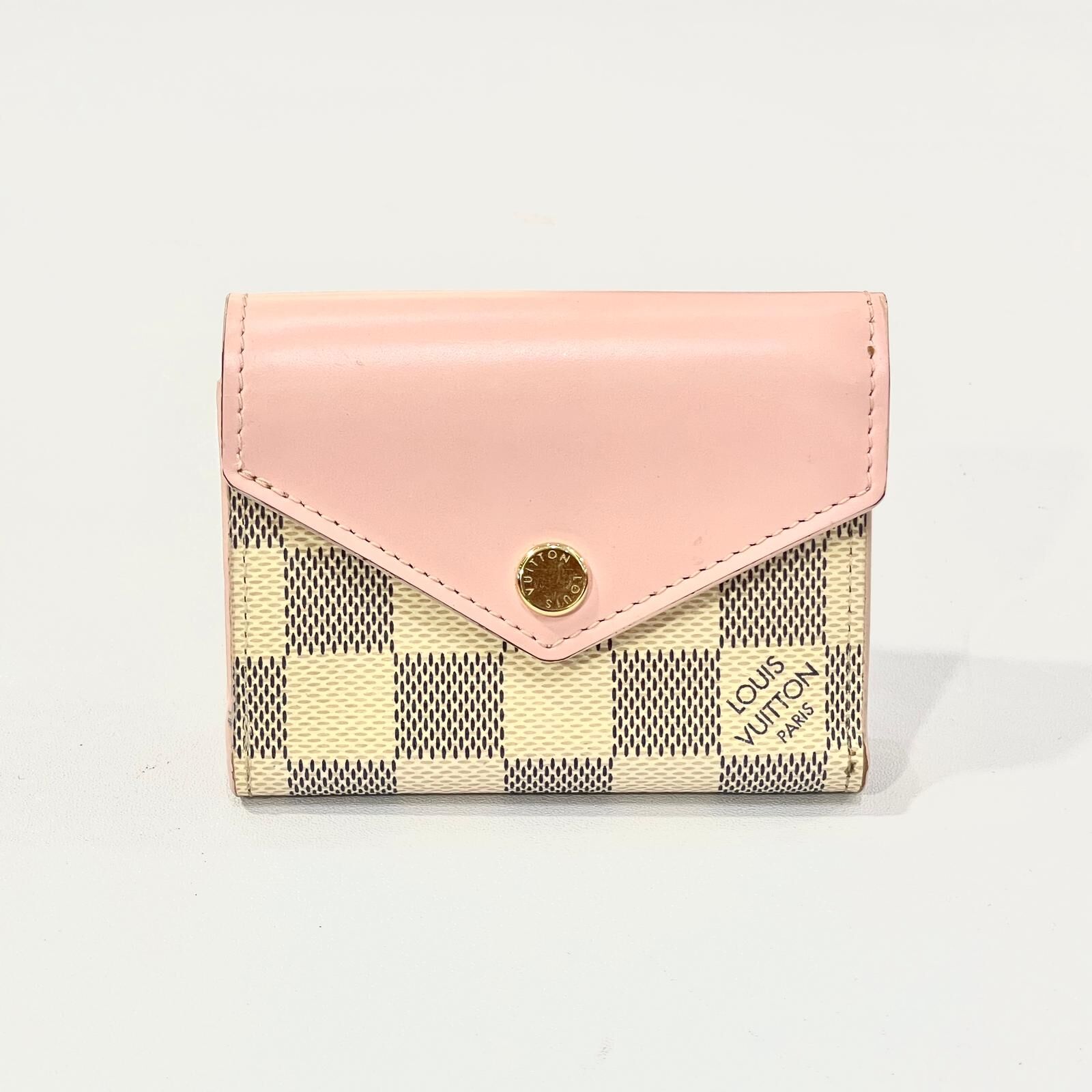 95%NEW二手LV短銀包, N60292, 粉色/白色棋盤格, 三折款帆布, ZOE DAMIER AZUR #香榭站正品