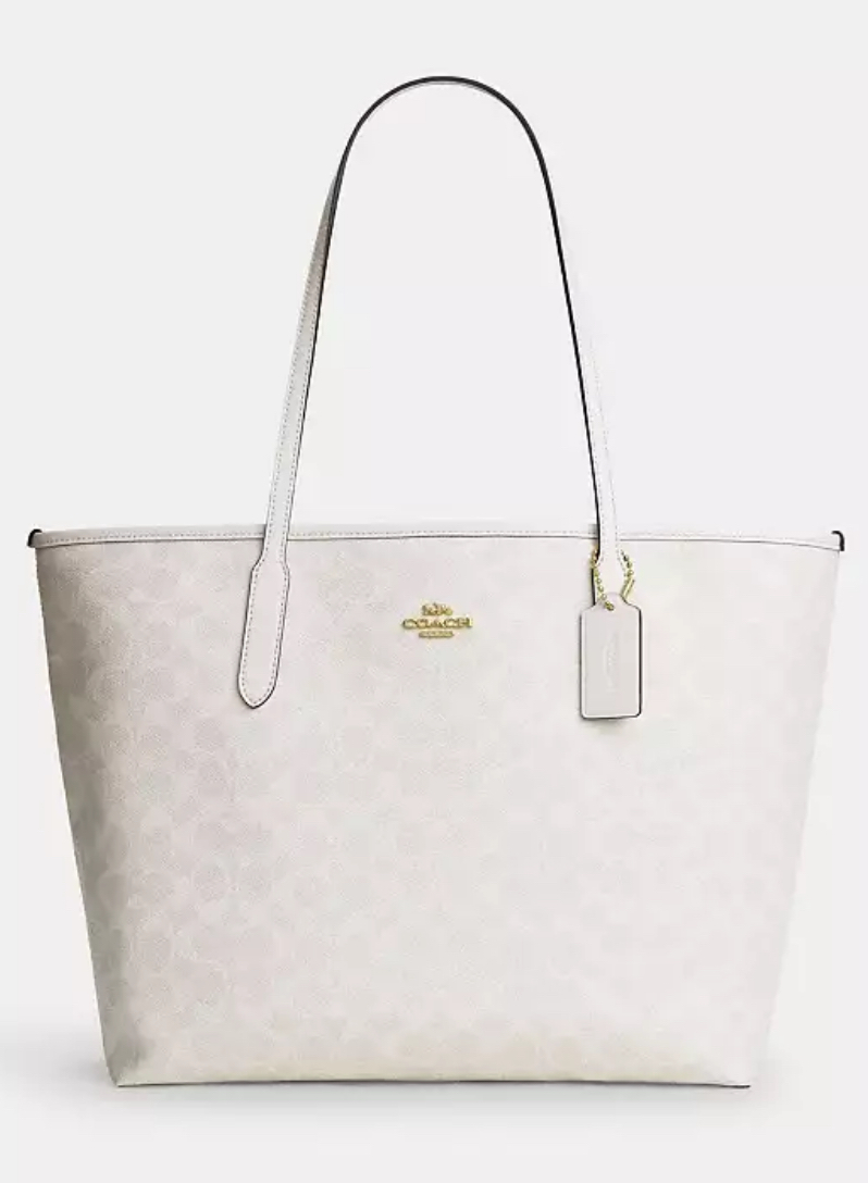 [U] COACH IM/WHITE/CHALK CV976 CITY TOTE IN SIGNATURE CANVAS, 196395775347 (UCO123)