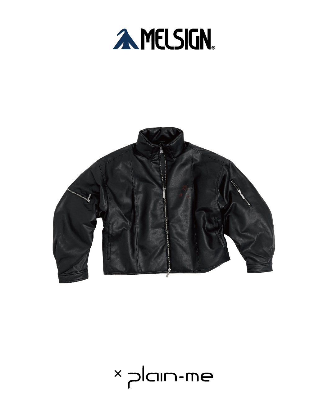 MELSIGN x plain-me 立領防風皮外套 黑 25 A/W On Duty Faux-Leather Jacket