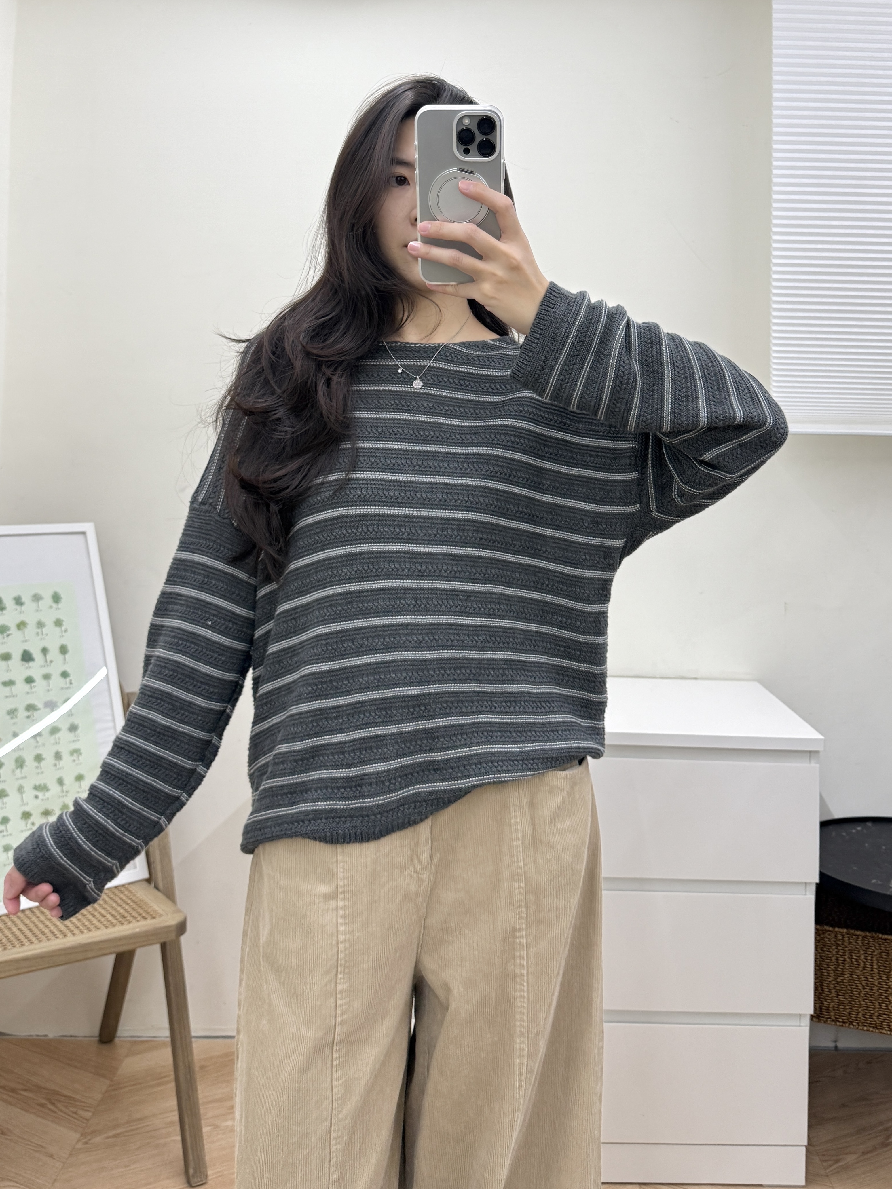 條紋針織毛衣