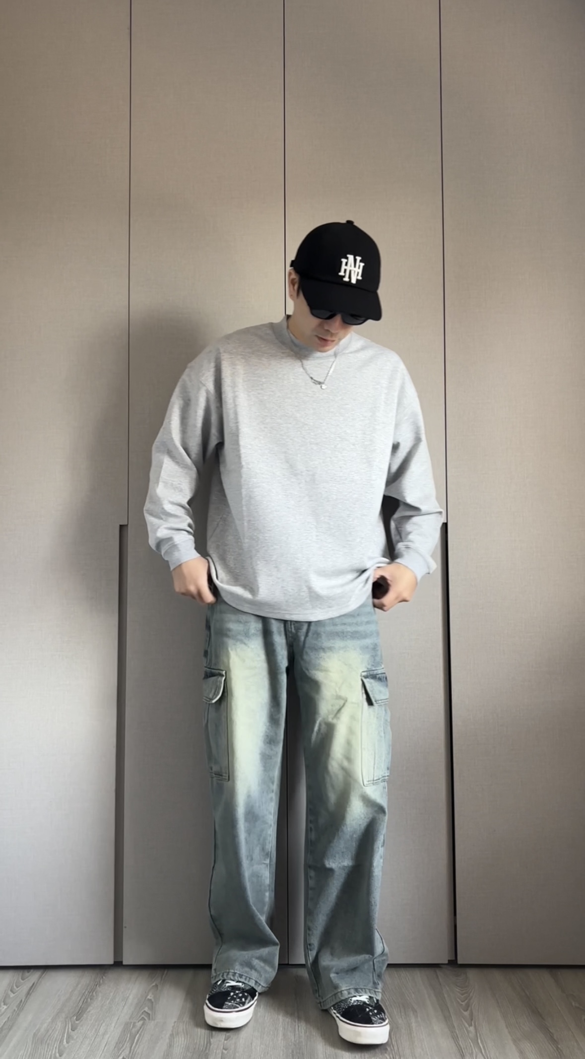 水洗工裝牛仔褲