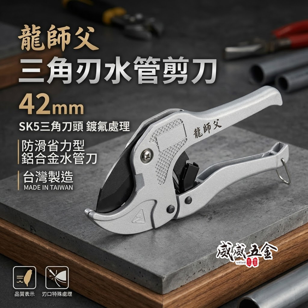 龍師父｜42mm 三角刀-省力型鋁合金水管刀｜三角刃水管剪刀 自動退刀切管刀 PVC塑膠管剪刀｜LT-B52