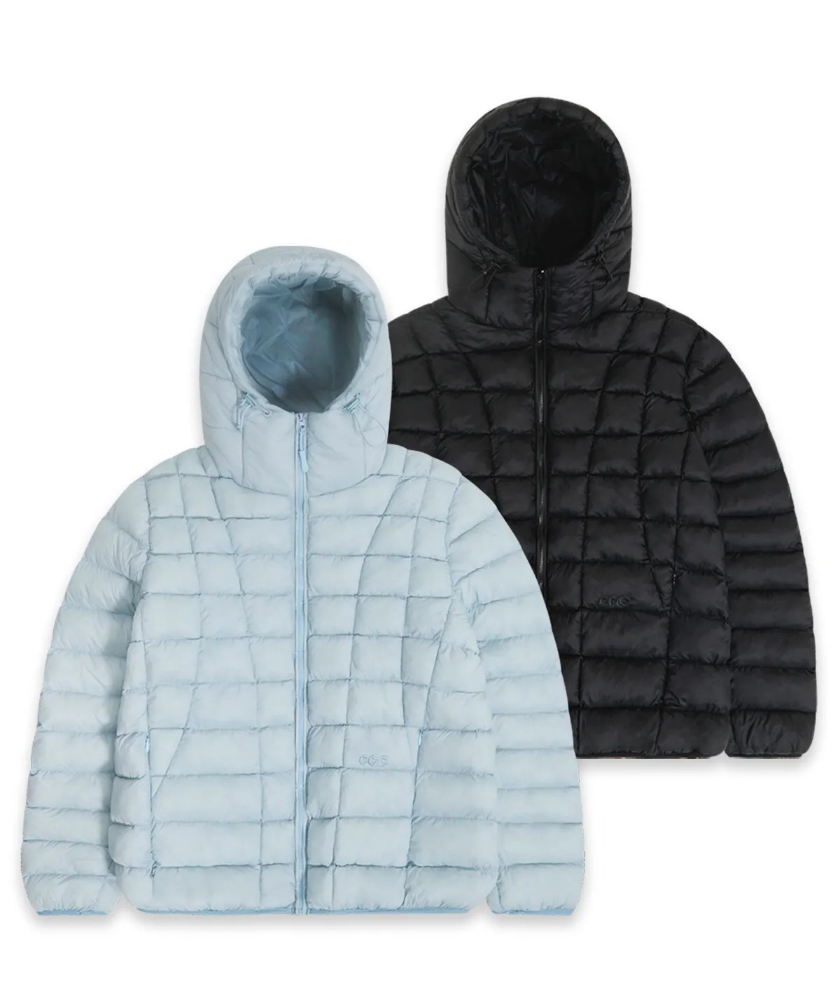 CHICKS Curved-Line Hooded Light Padding Jacket