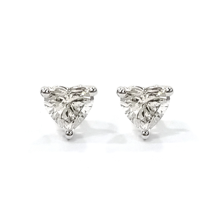 18K白金 實驗室培育心形鑽石耳環