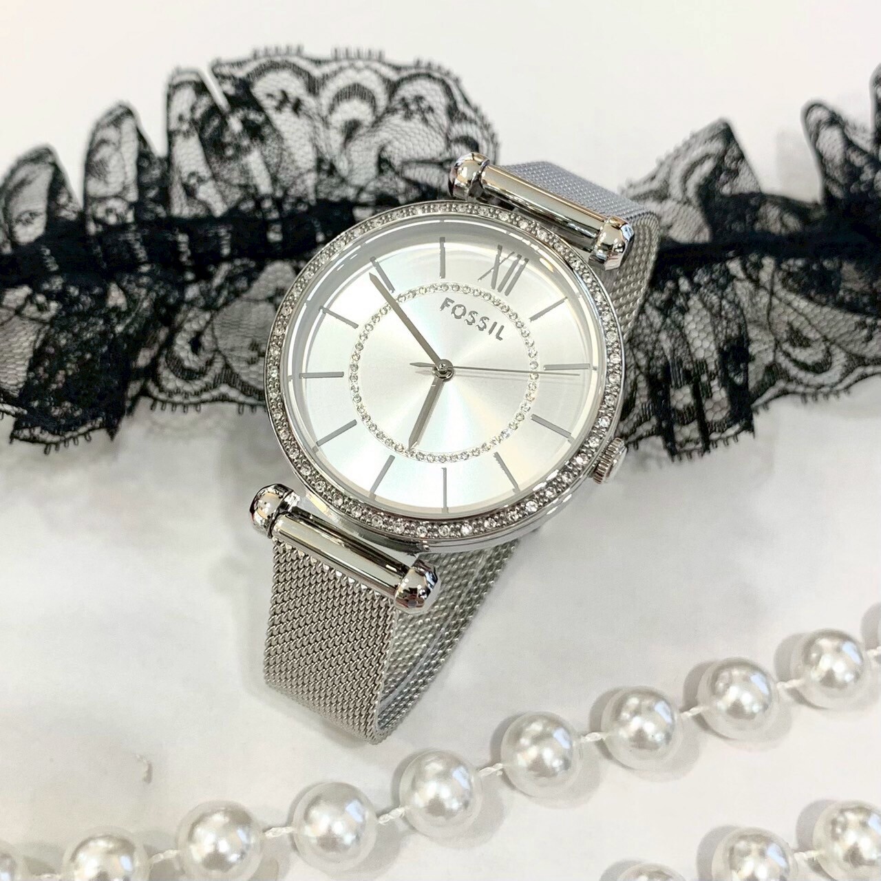 【FOSSIL】晶鑽石英女錶BQ3988 36mm 現代鐘錶