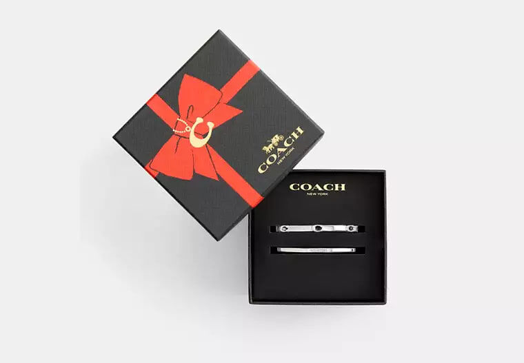 [U] COACH SILVER CCU44 SIGNATURE BANGLE SET, 889295701683 (UCO171)